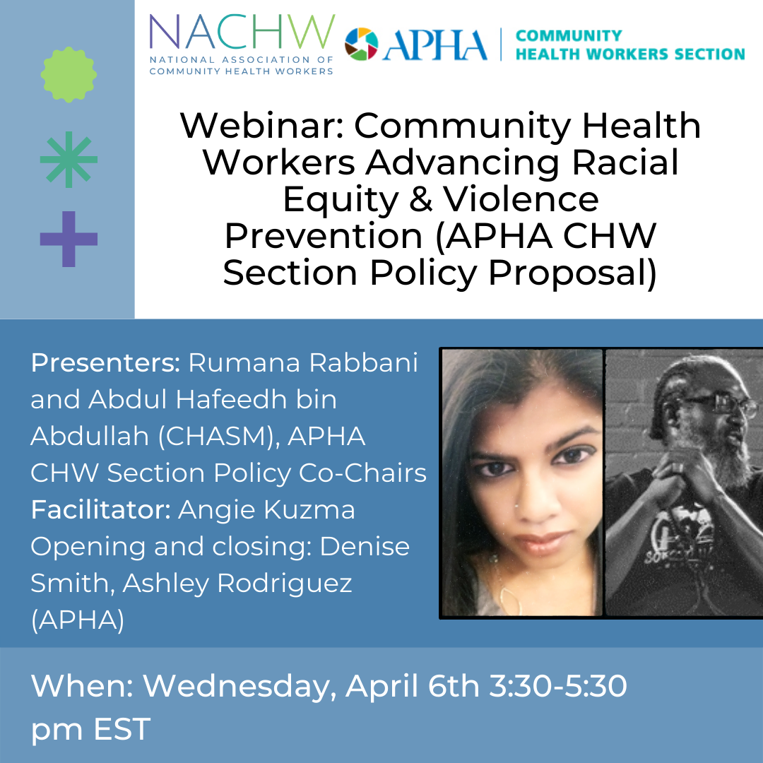 Webinar Community Health Workers Advancing Racial Equity Violence
